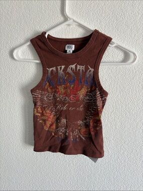 BDG Brown Graphic Flame Tank Top with Wing Motif